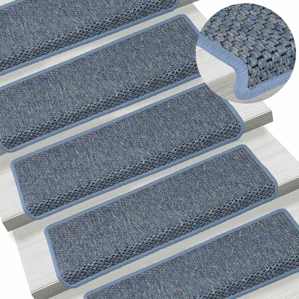 Tappeti Autoadesivi Scale Aspetto Sisal 15 pz 65x21x4 cm Blu | homemem39