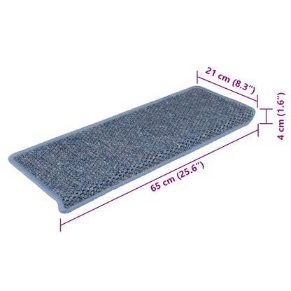 Tappeti Autoadesivi Scale Aspetto Sisal 15 pz 65x21x4 cm Blu | homemem39
