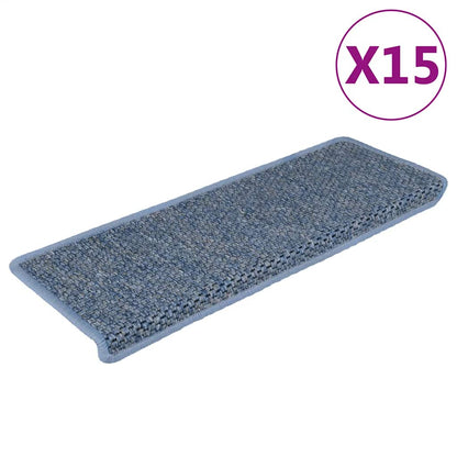 Tappeti Autoadesivi Scale Aspetto Sisal 15 pz 65x21x4 cm Blu