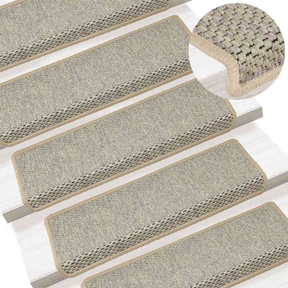 Tappeti Autoadesivi Scale Aspetto Sisal 15 pz 65x21x4 cm Verde Chiaro | homemem39