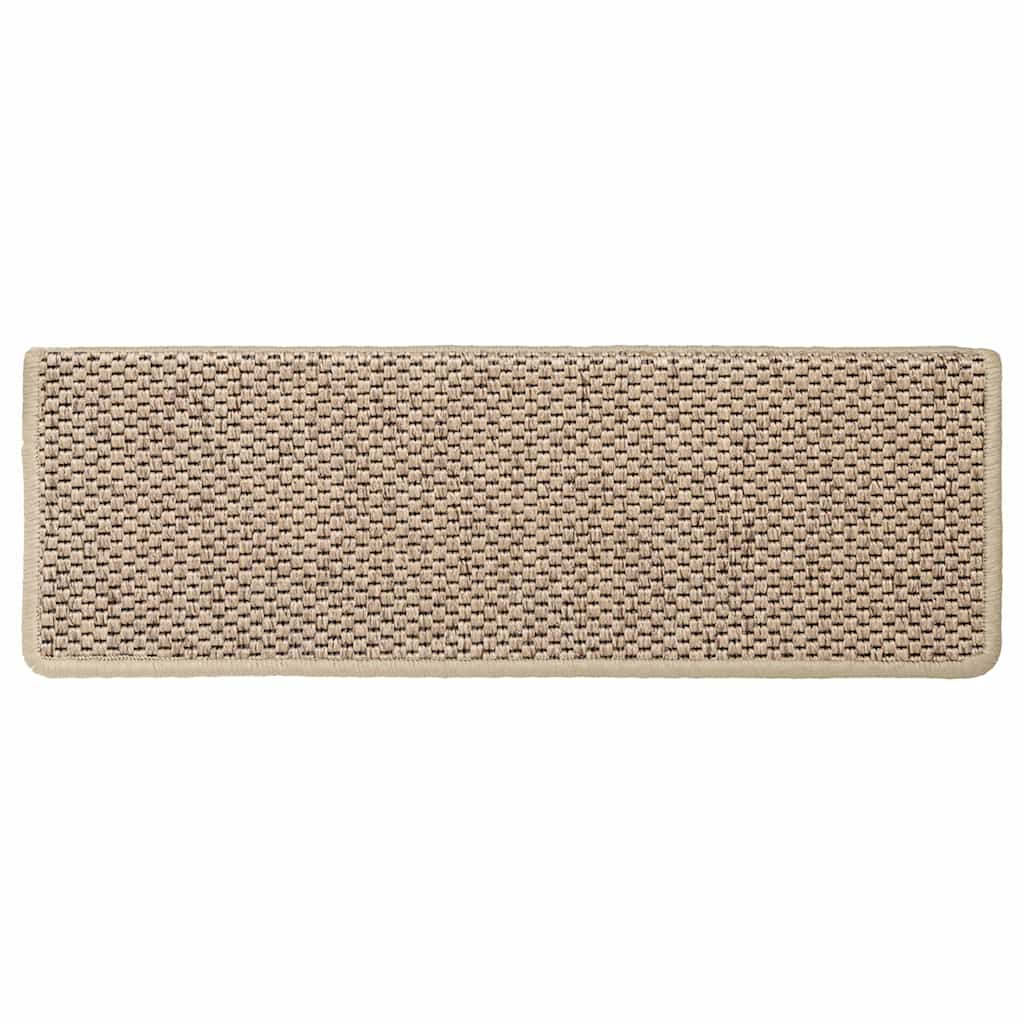 Tappeti Autoadesivi Scale Aspetto Sisal 15 pz 65x21x4 cm Sabbia