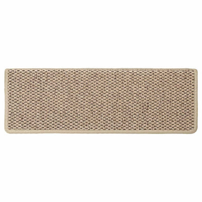 Tappeti Autoadesivi Scale Aspetto Sisal 15 pz 65x21x4 cm Sabbia
