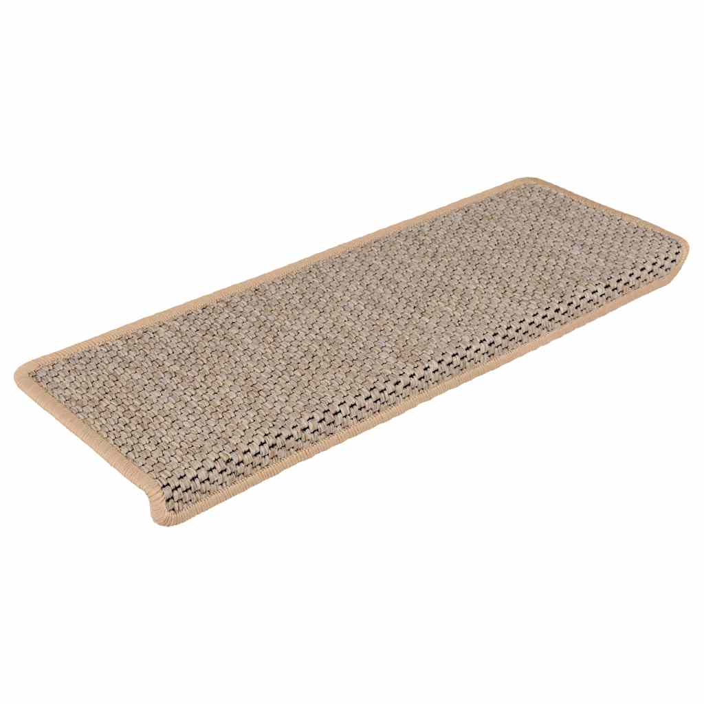 Tappeti Adesivi Scale Aspetto Sisal 15pz 65x21x4cm Beige Chiaro | homemem39