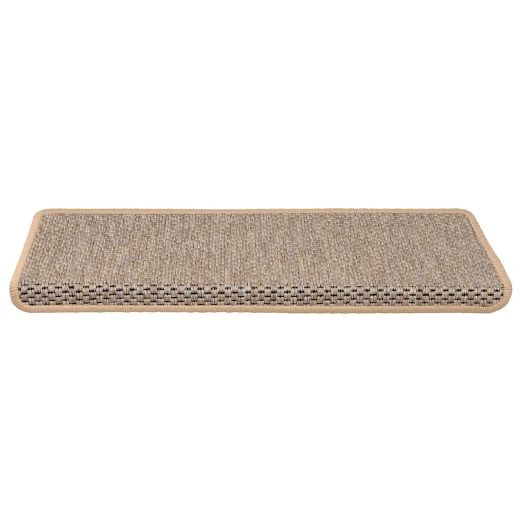 Tappeti Adesivi Scale Aspetto Sisal 15pz 65x21x4cm Beige Chiaro | homemem39