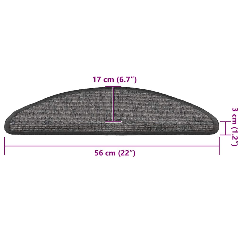 Tappetini per scale 15 pz 56x17x3 cm Beige e Grigio Semicircolari | homemem39