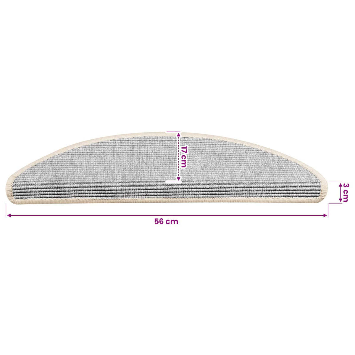 Tappetini per scale 15 pz 56x17x3 cm Argento Semicircolari