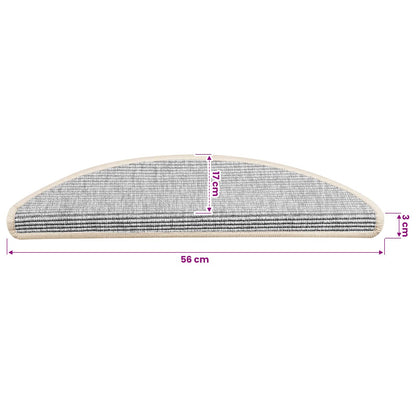 Tappetini per scale 15 pz 56x17x3 cm Argento Semicircolari