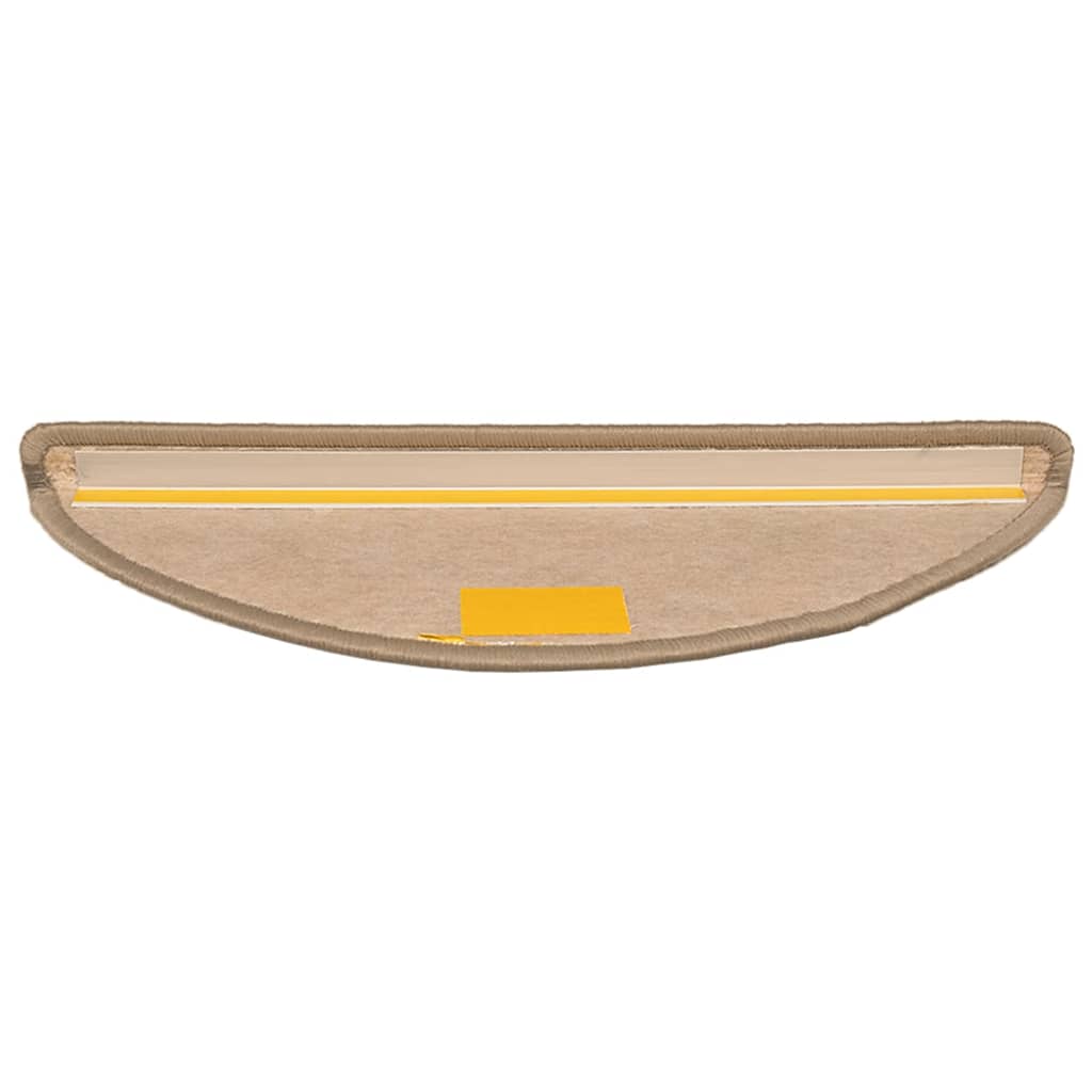 Tappetini per scale 15 pz 56x17x3 cm Beige scuro Semicircolari