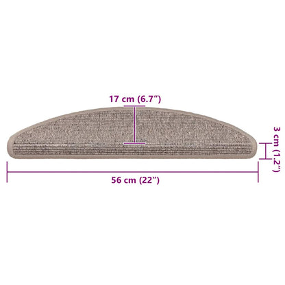 Tappetini per scale 15 pz 56x17x3 cm Beige scuro Semicircolari | homemem39
