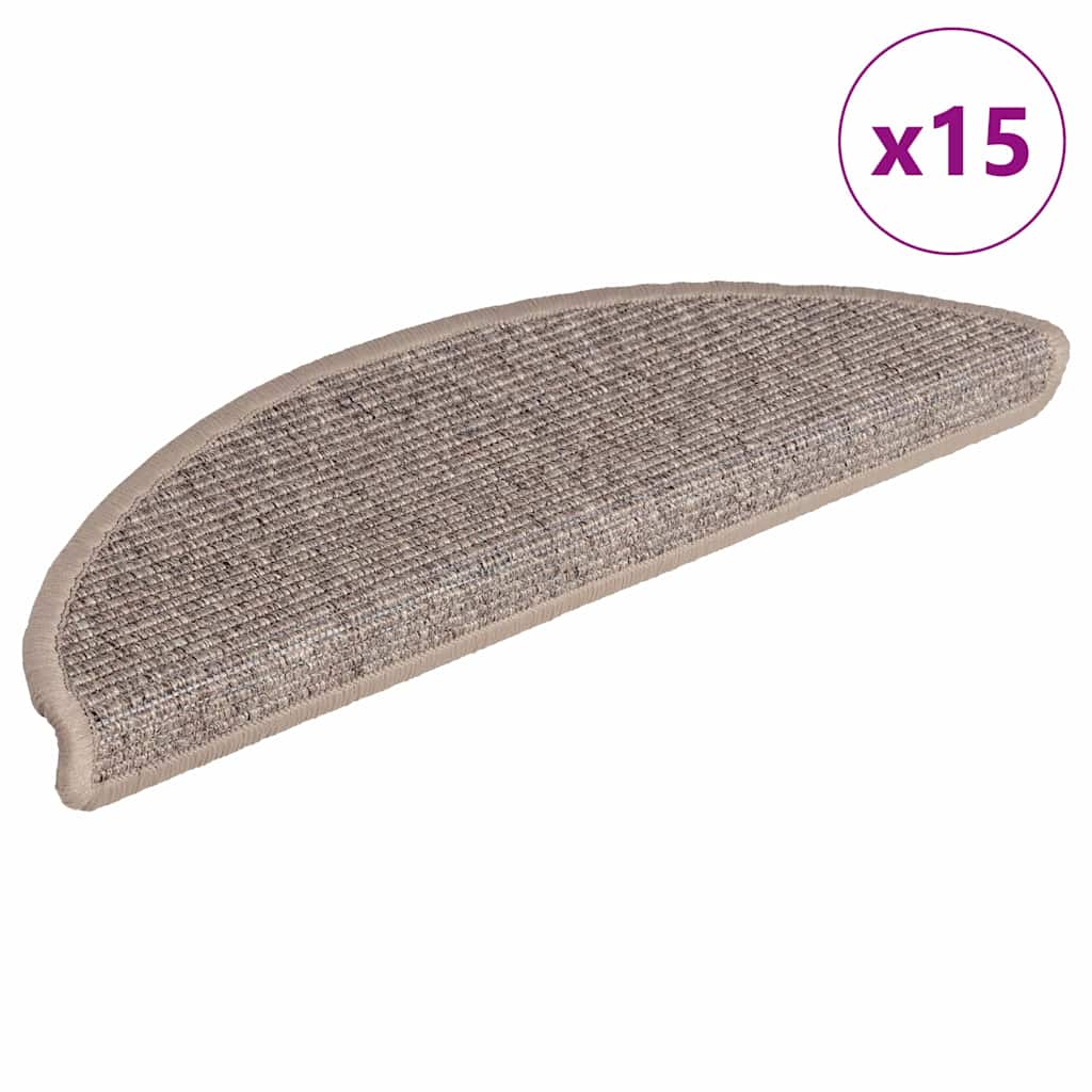 Tappetini per scale 15 pz 56x17x3 cm Beige scuro Semicircolari