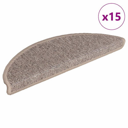 Tappetini per scale 15 pz 56x17x3 cm Beige scuro Semicircolari