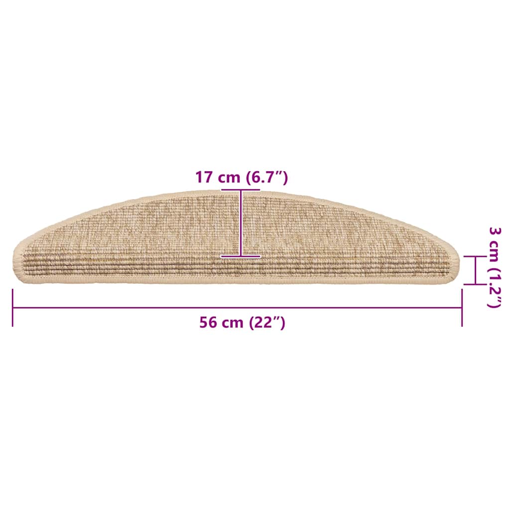 Tappetini per scale 15 pz 56x17x3 cm Beige chiaro Semicircolari | homemem39