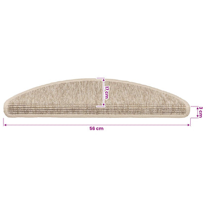 Tappetini per scale 15 pz 56x17x3 cm Beige chiaro Semicircolari