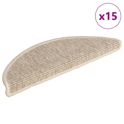 Tappetini per scale 15 pz 56x17x3 cm Beige chiaro Semicircolari