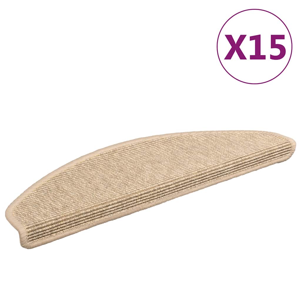 Tappetini per scale 15 pz 65x21x4 cm Beige chiaro Semicircolari Grandi | homemem39