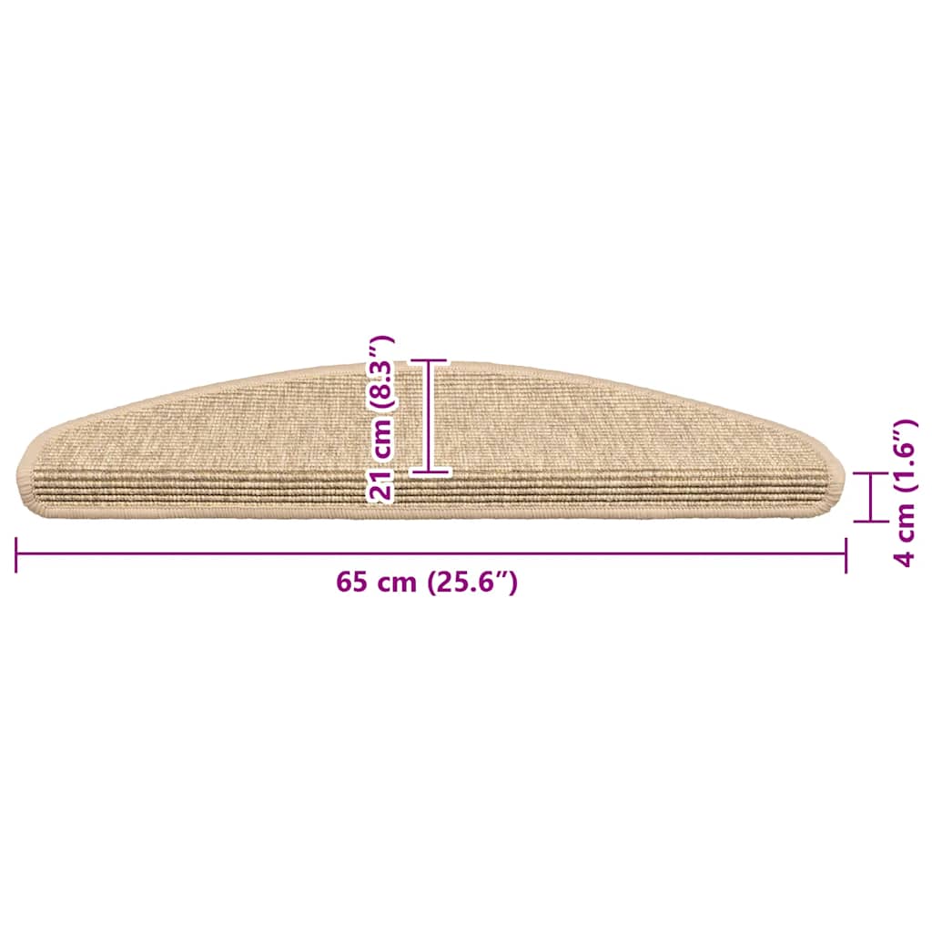 Tappetini per scale 15 pz 65x21x4 cm Beige chiaro Semicircolari Grandi | homemem39