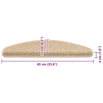 Tappetini per scale 15 pz 65x21x4 cm Beige chiaro Semicircolari Grandi | homemem39