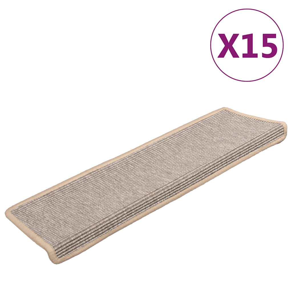 Tappetini per scale 15 pz 65x21x4 cm argento bordo rettangolare | homemem39