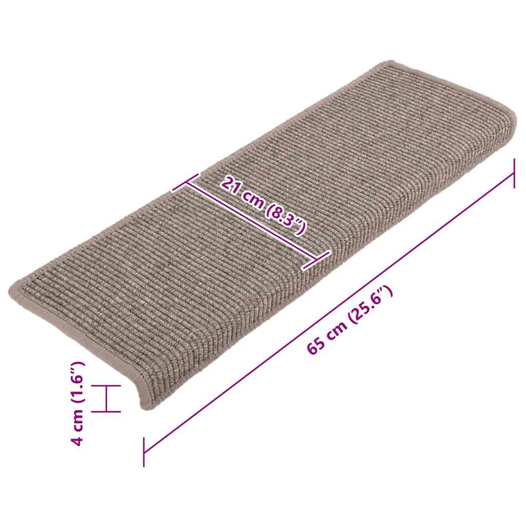 Tappetini per scale 15 pz 65x21x4 cm Beige scuro con bordo rettangolare | homemem39