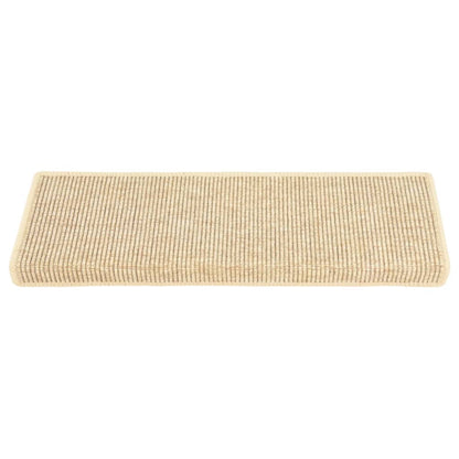 Tappetini per scale 15 pz 65x21x4 cm Beige chiaro Bordo rettangolare