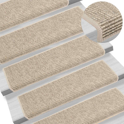 Tappetini per scale 15 pz 65x21x4 cm Beige chiaro