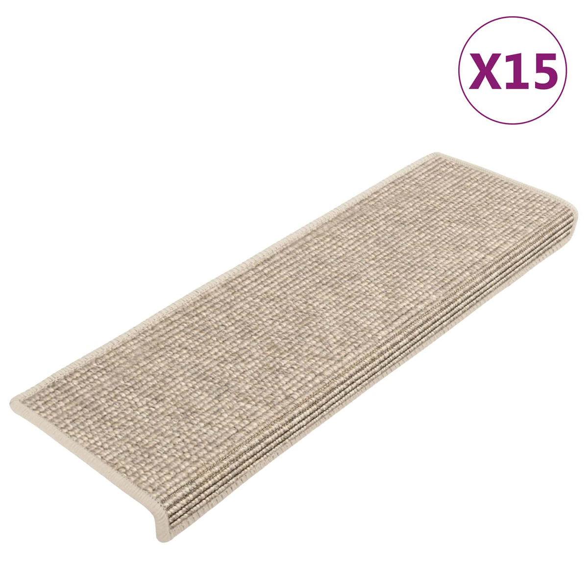 Tappetini per scale 15 pz 65x21x4 cm Beige chiaro