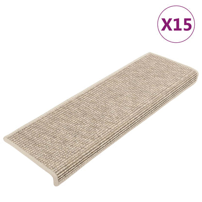 Tappetini per scale 15 pz 65x21x4 cm Beige chiaro