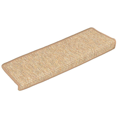 Tappetini per scale 15 pz 65x21x4 cm Marrone chiaro Bordo rettangolare | homemem39