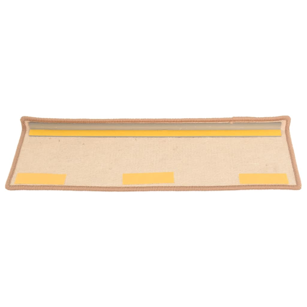Tappetini per scale 15 pz 65x21x4 cm Marrone chiaro Bordo rettangolare | homemem39