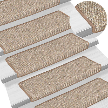 Tappetini per scale 15 pz 65x21x4 cm Marrone chiaro