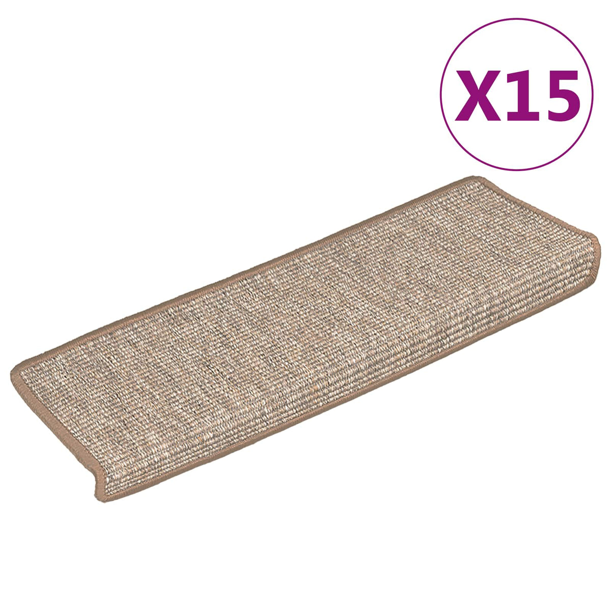 Tappetini per scale 15 pz 65x21x4 cm Marrone chiaro
