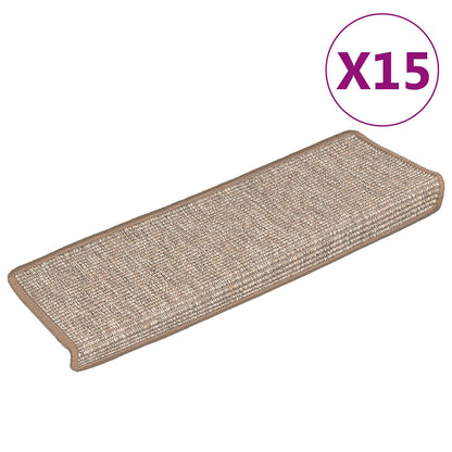 Tappetini per scale 15 pz 65x21x4 cm Marrone chiaro