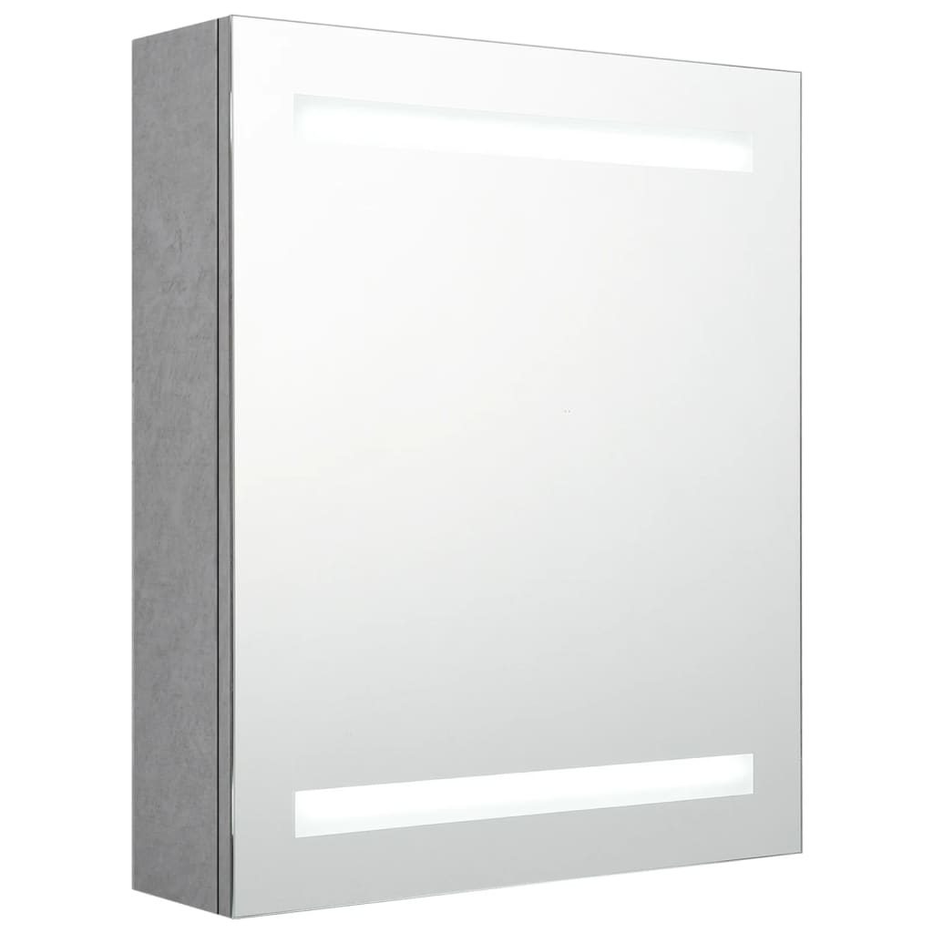 Armadietto Bagno con Specchio e LED Grigio Cemento 50x14x60 cm | homemem39