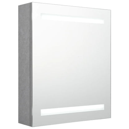 Armadietto Bagno con Specchio e LED Grigio Cemento 50x14x60 cm | homemem39