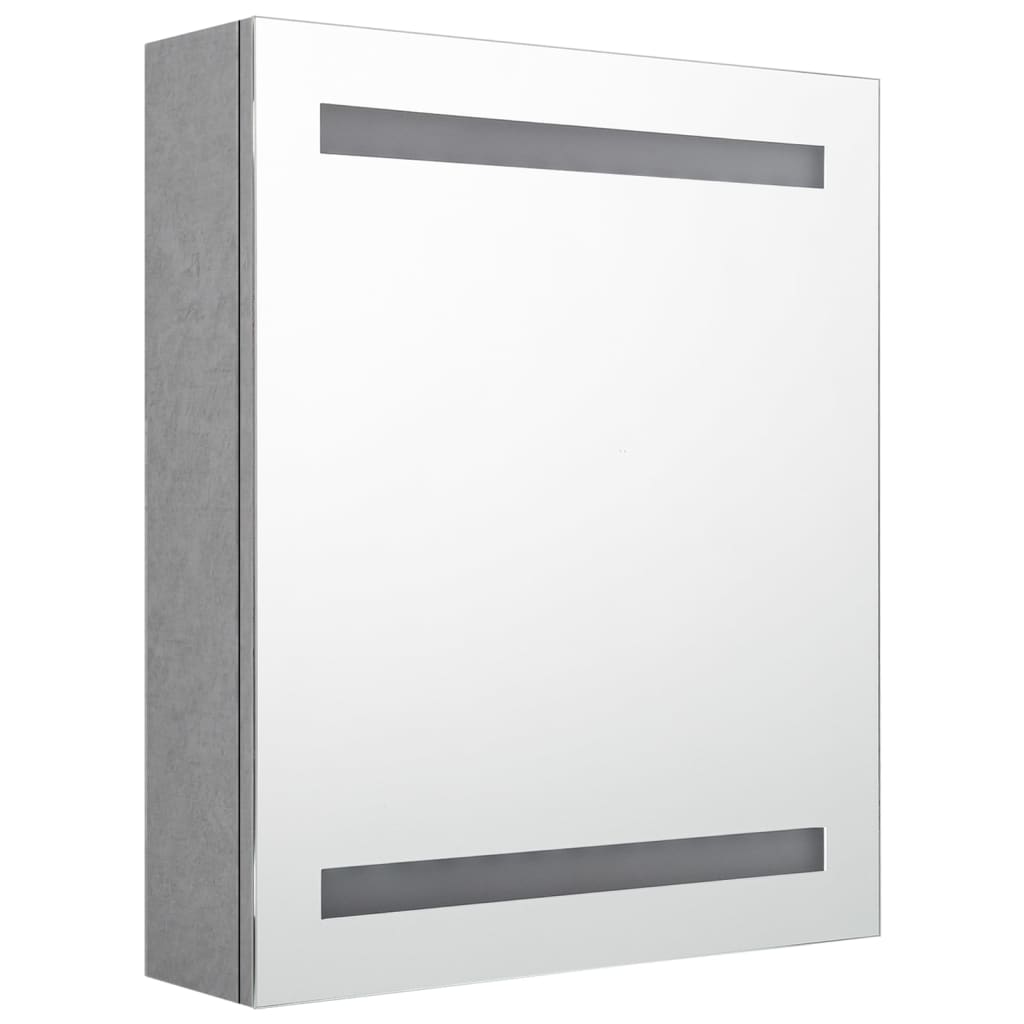 Armadietto Bagno con Specchio e LED Grigio Cemento 50x14x60 cm | homemem39
