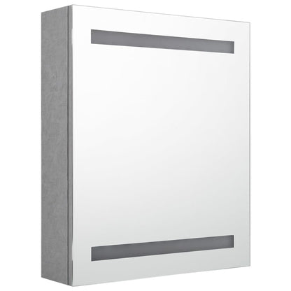 Armadietto Bagno con Specchio e LED Grigio Cemento 50x14x60 cm | homemem39