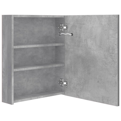 Armadietto Bagno con Specchio e LED Grigio Cemento 50x14x60 cm | homemem39