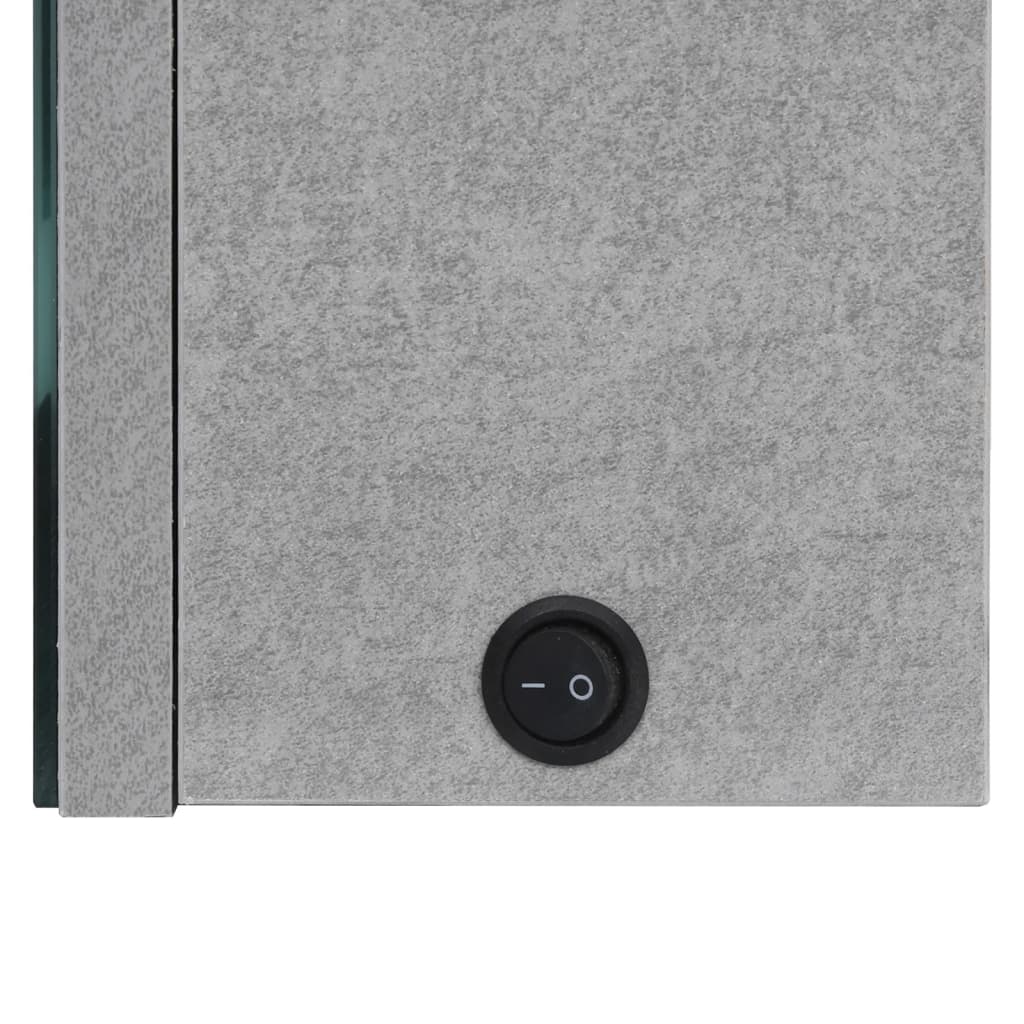 Armadietto Bagno con Specchio e LED Grigio Cemento 50x14x60 cm | homemem39