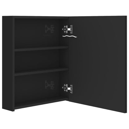Armadietto Bagno con Specchio e LED Nero Lucido 50x14x60 cm - homemem39