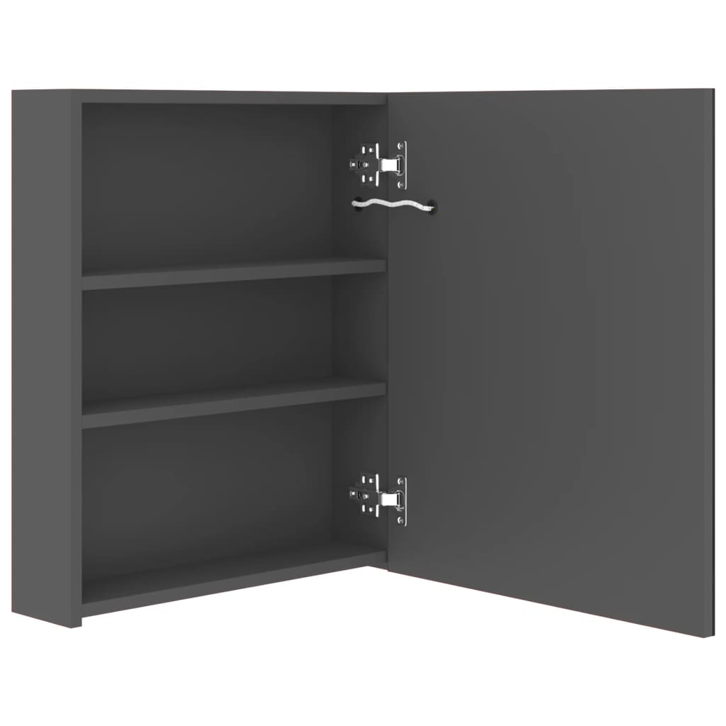 Armadietto Bagno con Specchio e LED Grigio 50x14x60 cm - homemem39