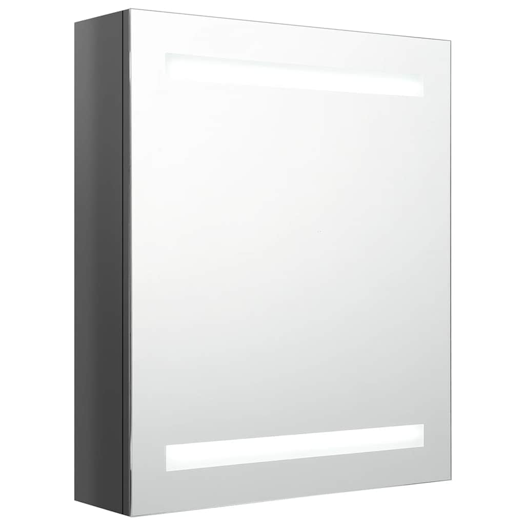 Armadietto Bagno con Specchio e LED Grigio Lucido 50x14x60 cm | homemem39