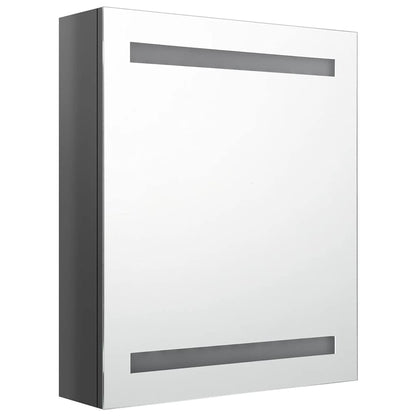 Armadietto Bagno con Specchio e LED Grigio Lucido 50x14x60 cm | homemem39