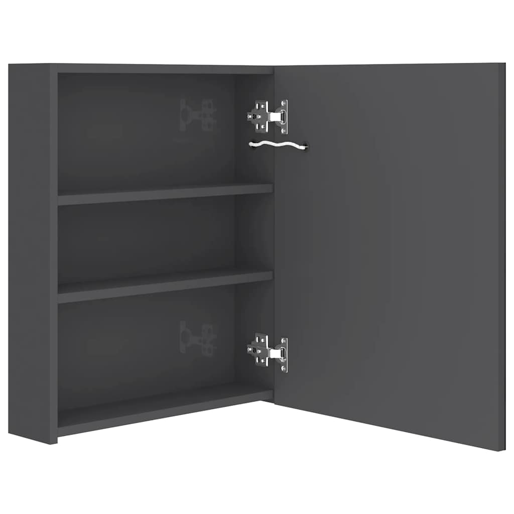 Armadietto Bagno con Specchio e LED Grigio Lucido 50x14x60 cm | homemem39