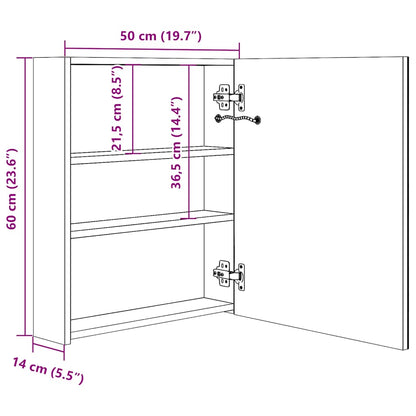 Armadietto Bagno con Specchio e LED Grigio Lucido 50x14x60 cm | homemem39