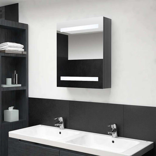 Armadietto Bagno con Specchio e LED Grigio Lucido 50x14x60 cm | homemem39
