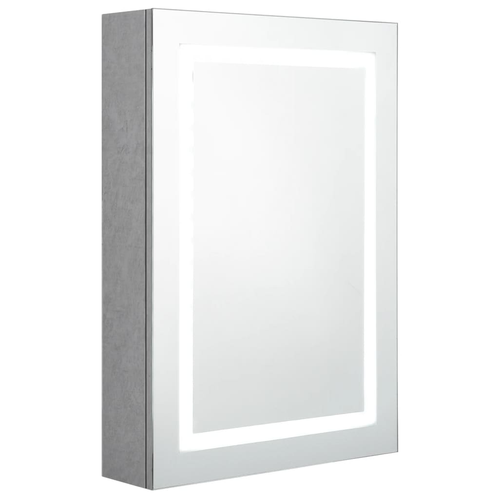 Armadietto Bagno con Specchio e LED Grigio Cemento 50x13x70 cm | homemem39