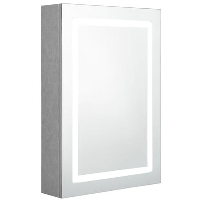 Armadietto Bagno con Specchio e LED Grigio Cemento 50x13x70 cm | homemem39