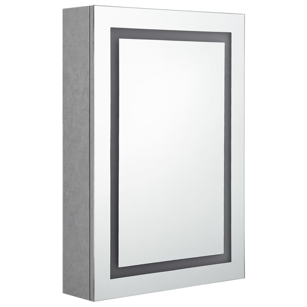 Armadietto Bagno con Specchio e LED Grigio Cemento 50x13x70 cm | homemem39