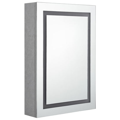 Armadietto Bagno con Specchio e LED Grigio Cemento 50x13x70 cm | homemem39