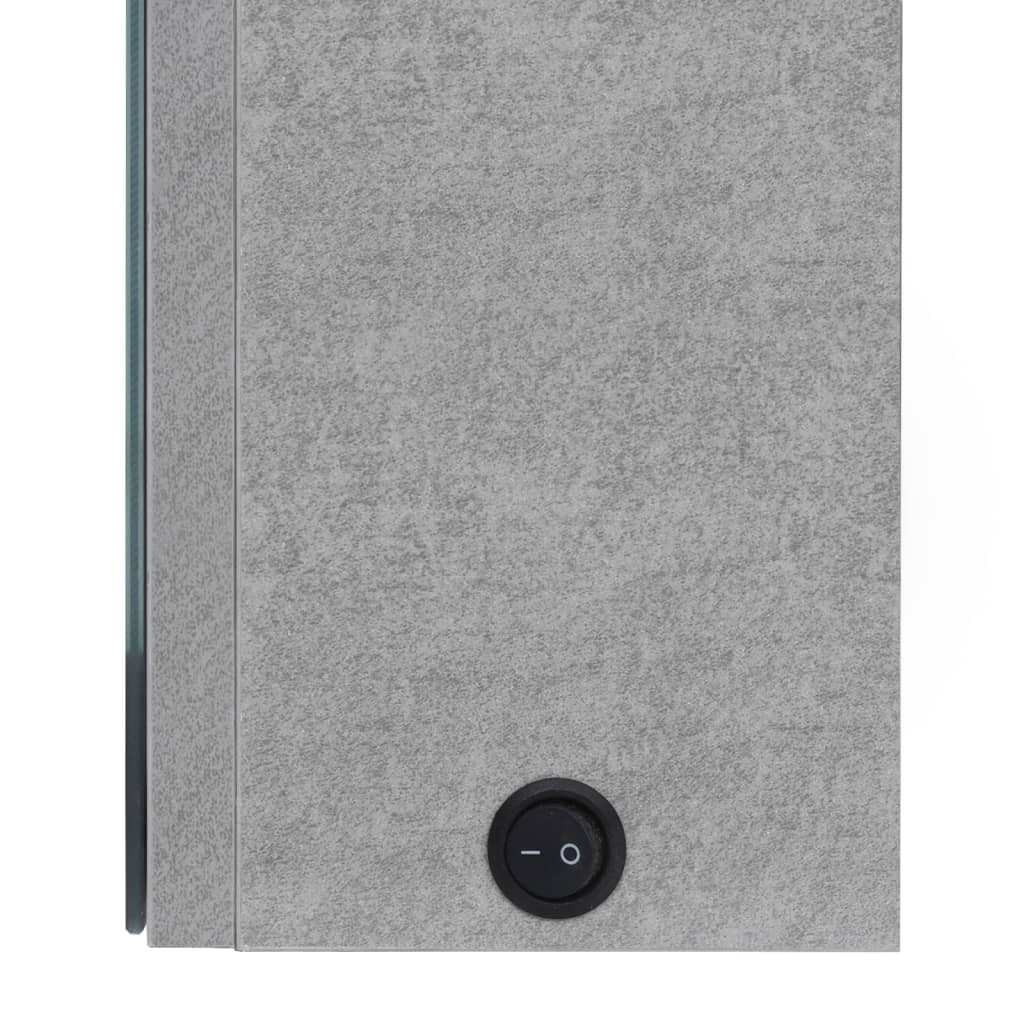Armadietto Bagno con Specchio e LED Grigio Cemento 50x13x70 cm | homemem39